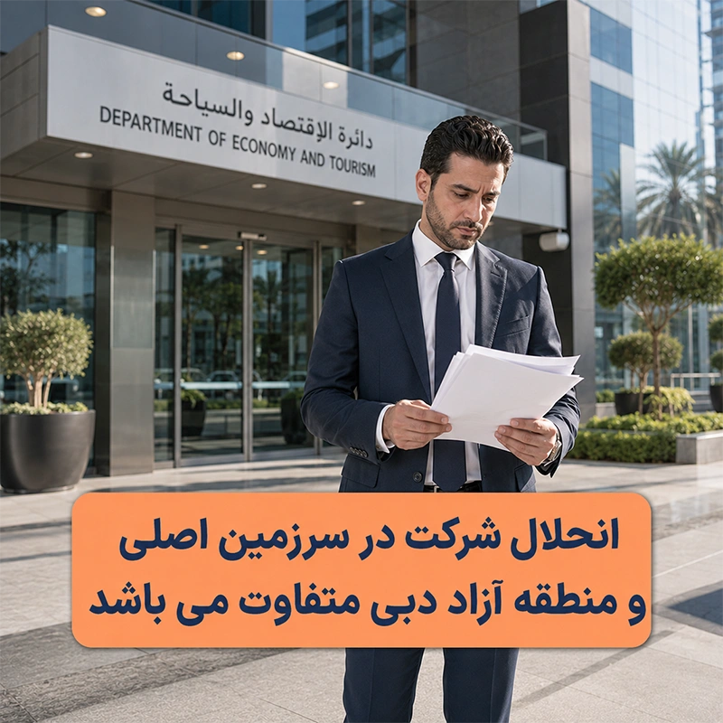 انحلال شرکت در سرزمین اصلی دبی و منطقه آزاد دبی متفاوت می باشد